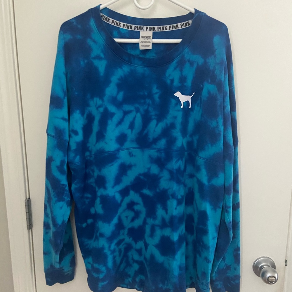 PINK VS blue tie dye sweatshirt